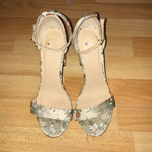 Oriental Print Block Heels